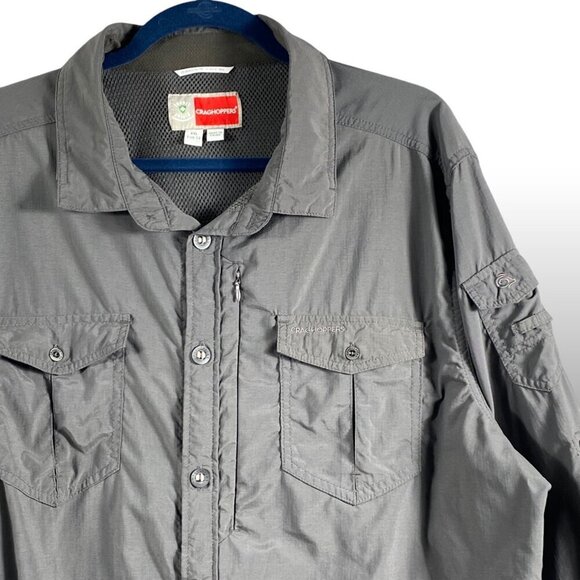 Craghoppers Shirt Mens XXL Grey Nosilife Insect Shield Vented Light Hiking Outdo - Picture 3 of 14